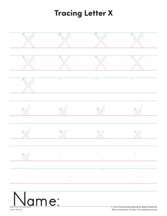 writing letter x printable