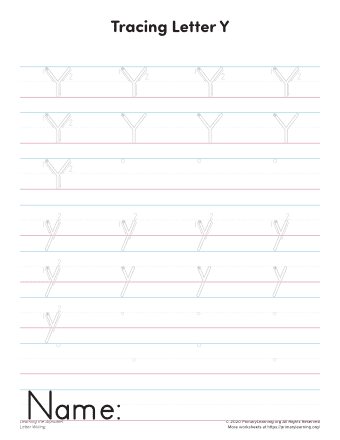 writing letter y printable