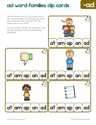 ad word family clip cards