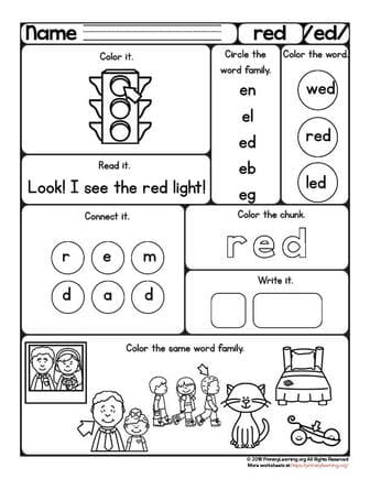 red word family worksheets