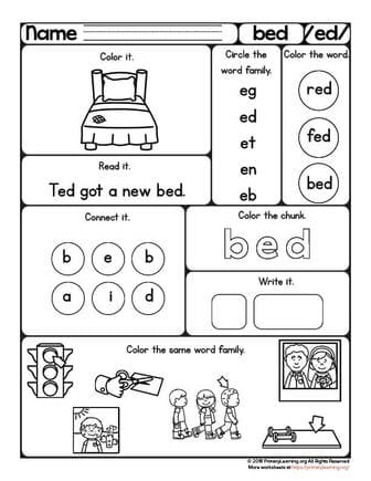 bed word family worksheet