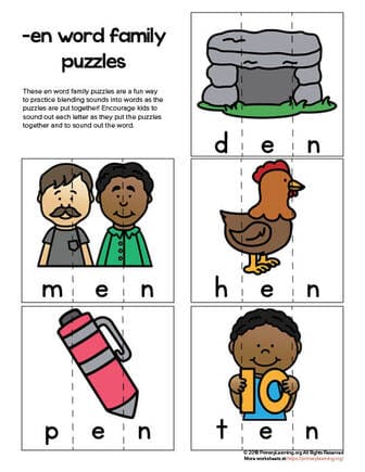 en word family puzzles