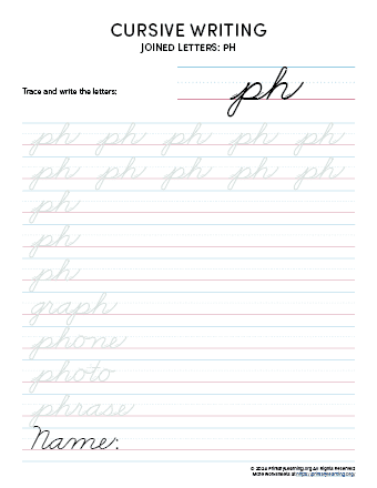 cursive letter joins ph