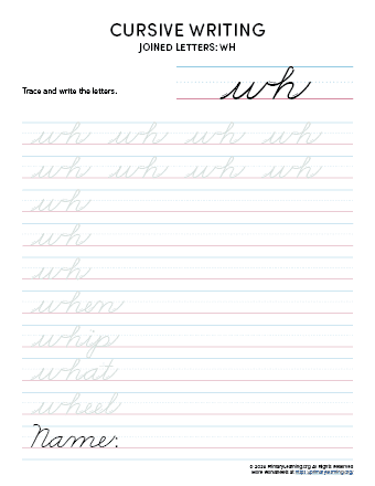 Cursive Letter Joins - WH | PrimaryLearning.Org